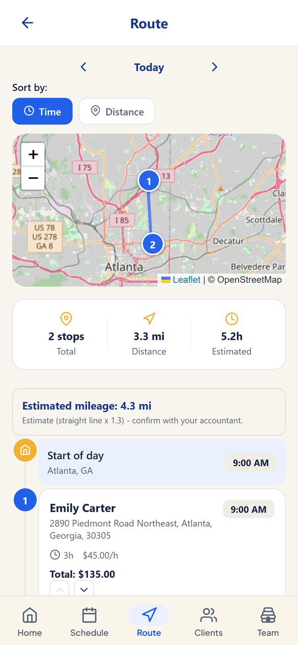 Your stops ordered by distance, so you drive less between jobs.